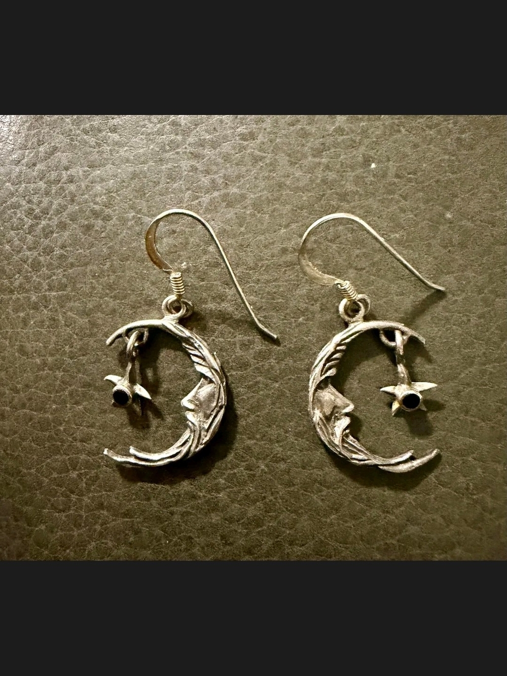 Silver Crescent, Man In The Moon Moon & Star Dangle Earrings - Women's Jewelry
